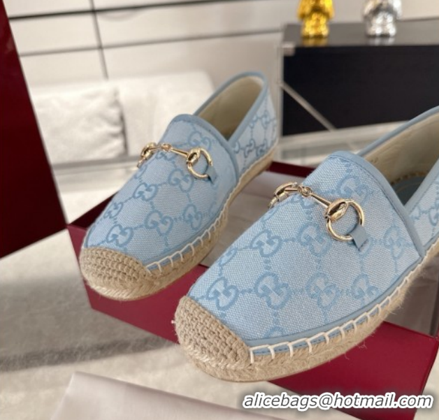 Cheap Price Gucci GG Canvas Flat Espadrilles with Horsebit GG121805 Light Blue 2026