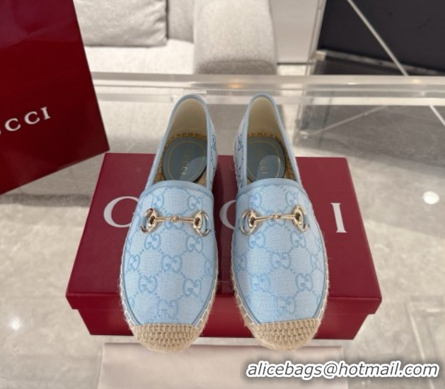 Cheap Price Gucci GG Canvas Flat Espadrilles with Horsebit GG121805 Light Blue 2026