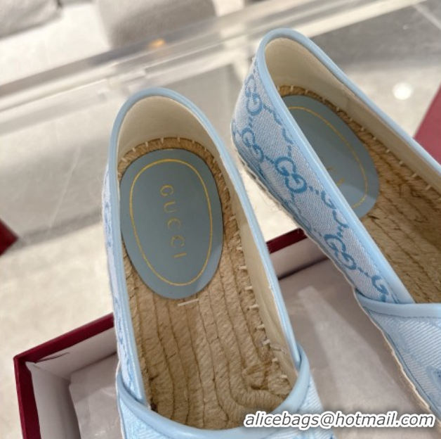 Cheap Price Gucci GG Canvas Flat Espadrilles with Horsebit GG121805 Light Blue 2026