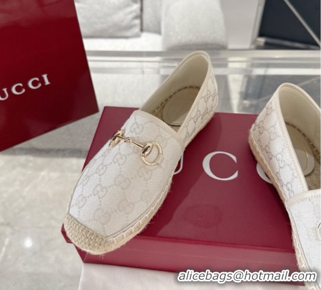 Shop Cheap Gucci GG Canvas Flat Espadrilles with Horsebit GG121805 Light Beige 2026