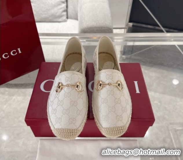 Shop Cheap Gucci GG Canvas Flat Espadrilles with Horsebit GG121805 Light Beige 2026