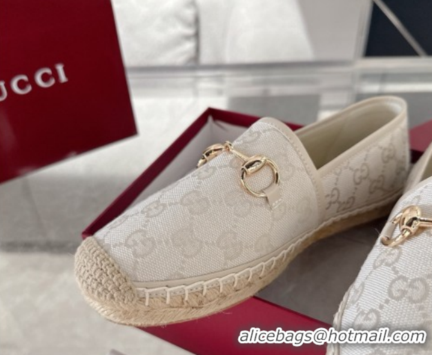 Shop Cheap Gucci GG Canvas Flat Espadrilles with Horsebit GG121805 Light Beige 2026