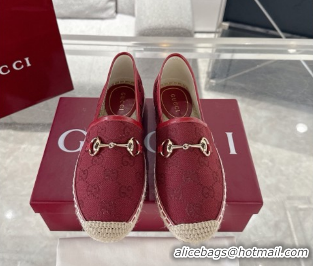Unique Discount Gucci GG Canvas Flat Espadrilles with Horsebit GG121805 Red 2026