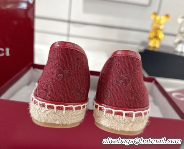 Unique Discount Gucci GG Canvas Flat Espadrilles with Horsebit GG121805 Red 2026
