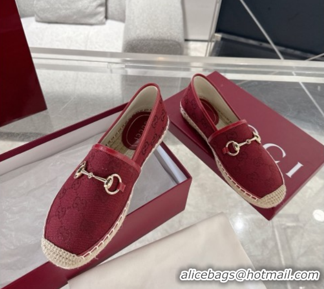 Unique Discount Gucci GG Canvas Flat Espadrilles with Horsebit GG121805 Red 2026