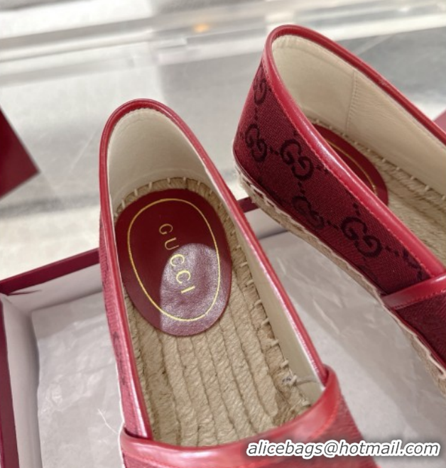Unique Discount Gucci GG Canvas Flat Espadrilles with Horsebit GG121805 Red 2026