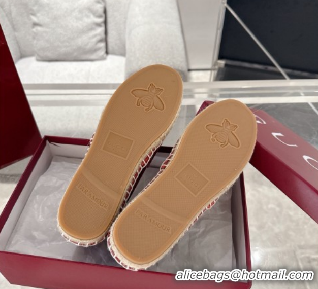 Unique Discount Gucci GG Canvas Flat Espadrilles with Horsebit GG121805 Red 2026