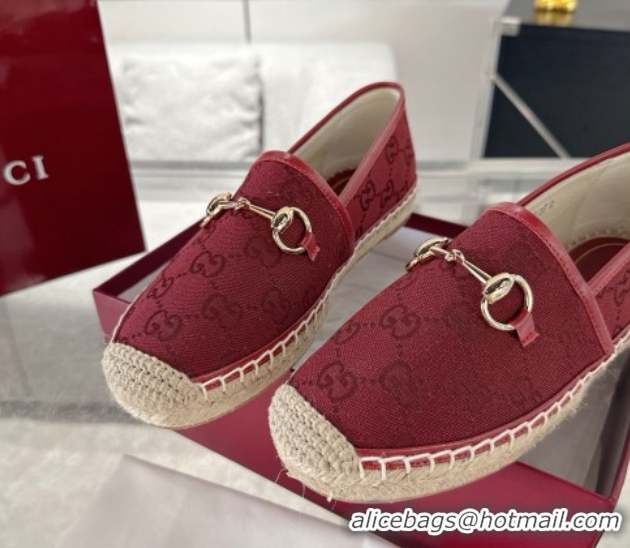 Unique Discount Gucci GG Canvas Flat Espadrilles with Horsebit GG121805 Red 2026