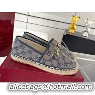 Charming Gucci GG Canvas Flat Espadrilles with Horsebit GG121805 Grey/Blue 2026