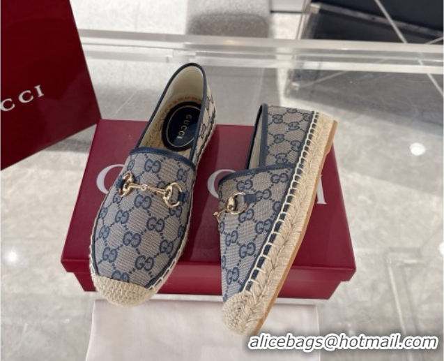 Charming Gucci GG Canvas Flat Espadrilles with Horsebit GG121805 Grey/Blue 2026