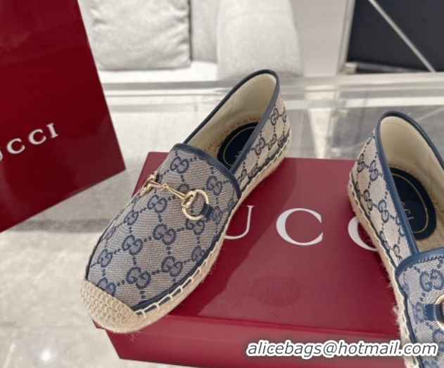 Charming Gucci GG Canvas Flat Espadrilles with Horsebit GG121805 Grey/Blue 2026