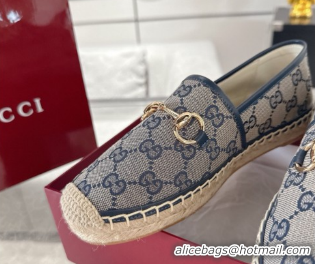 Charming Gucci GG Canvas Flat Espadrilles with Horsebit GG121805 Grey/Blue 2026