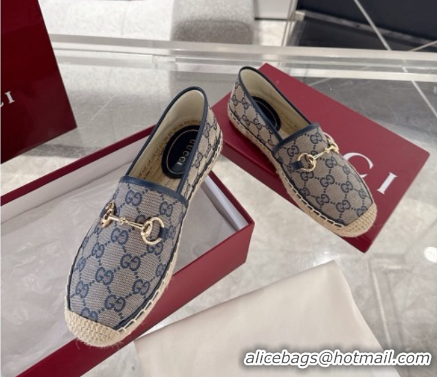 Charming Gucci GG Canvas Flat Espadrilles with Horsebit GG121805 Grey/Blue 2026