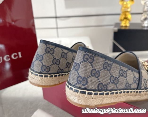 Charming Gucci GG Canvas Flat Espadrilles with Horsebit GG121805 Grey/Blue 2026