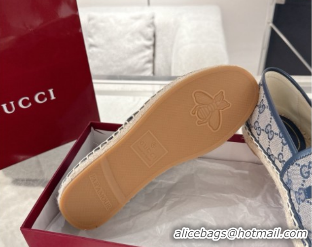 Charming Gucci GG Canvas Flat Espadrilles with Horsebit GG121805 Grey/Blue 2026