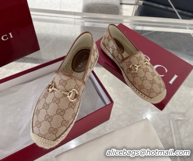 Unique Style Gucci GG Canvas Flat Espadrilles with Horsebit GG121805 Beige/Brown 2026