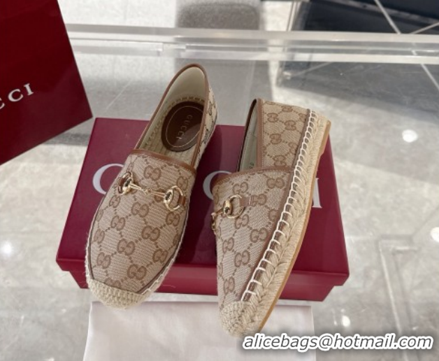 Unique Style Gucci GG Canvas Flat Espadrilles with Horsebit GG121805 Beige/Brown 2026