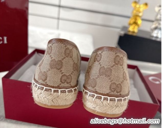 Unique Style Gucci GG Canvas Flat Espadrilles with Horsebit GG121805 Beige/Brown 2026