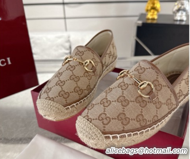 Unique Style Gucci GG Canvas Flat Espadrilles with Horsebit GG121805 Beige/Brown 2026