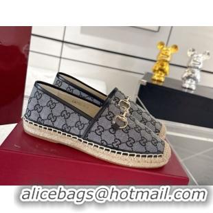 Good Quality Gucci GG Canvas Flat Espadrilles with Horsebit GG121805 Grey/Black 2026