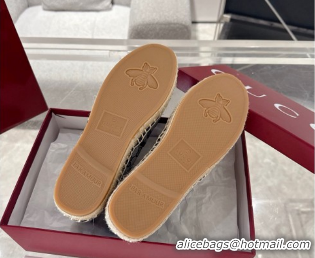 Good Quality Gucci GG Canvas Flat Espadrilles with Horsebit GG121805 Grey/Black 2026