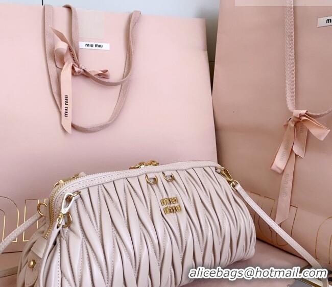 Buy Discount Miu Miu Caprice Matelassé Nappa Leather Clutch Shoulder Bag 5BF130 Powder Pink 2026