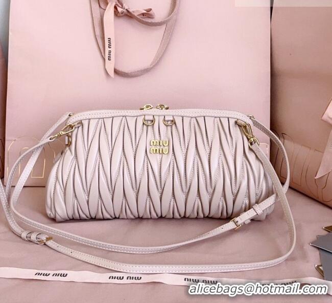Buy Discount Miu Miu Caprice Matelassé Nappa Leather Clutch Shoulder Bag 5BF130 Powder Pink 2026