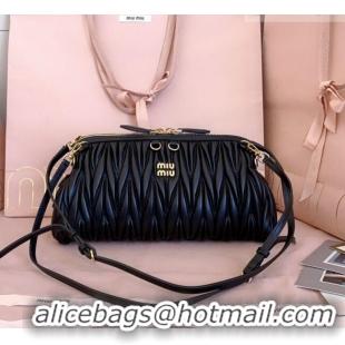 Well Crafted Miu Miu Caprice Matelassé Nappa Leather Clutch Shoulder Bag 5BF130 Black 2026