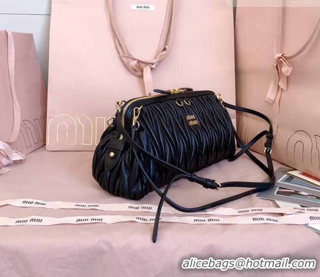 Well Crafted Miu Miu Caprice Matelassé Nappa Leather Clutch Shoulder Bag 5BF130 Black 2026