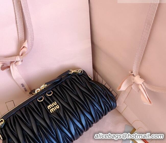 Well Crafted Miu Miu Caprice Matelassé Nappa Leather Clutch Shoulder Bag 5BF130 Black 2026