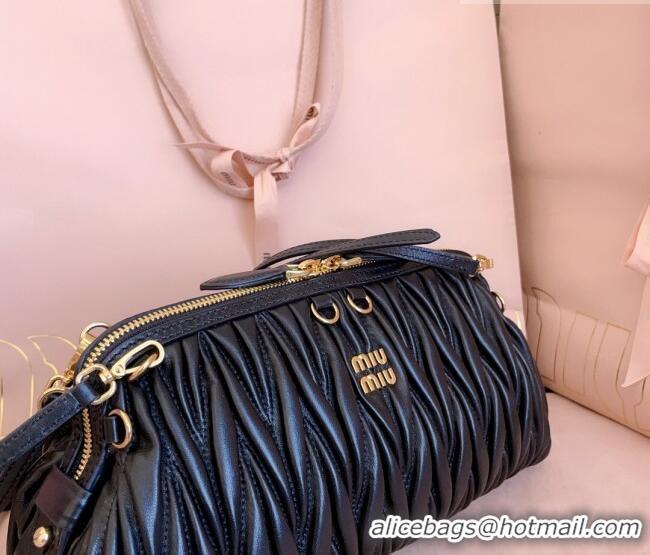 Well Crafted Miu Miu Caprice Matelassé Nappa Leather Clutch Shoulder Bag 5BF130 Black 2026
