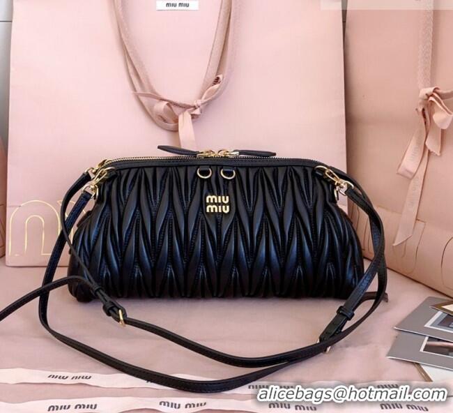 Well Crafted Miu Miu Caprice Matelassé Nappa Leather Clutch Shoulder Bag 5BF130 Black 2026