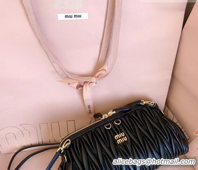 Well Crafted Miu Miu Caprice Matelassé Nappa Leather Clutch Shoulder Bag 5BF130 Black 2026