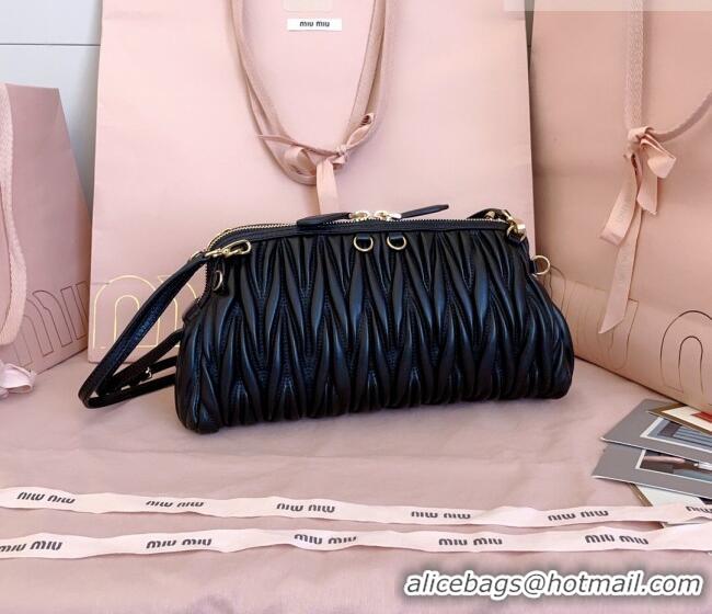 Well Crafted Miu Miu Caprice Matelassé Nappa Leather Clutch Shoulder Bag 5BF130 Black 2026