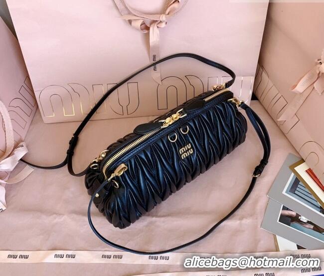 Well Crafted Miu Miu Caprice Matelassé Nappa Leather Clutch Shoulder Bag 5BF130 Black 2026