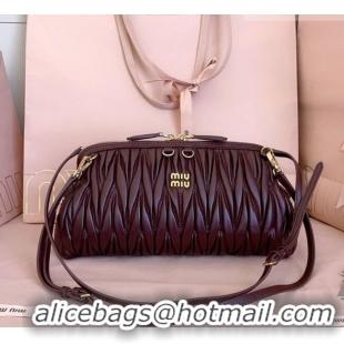 Promotional Miu Miu Caprice Matelassé Nappa Leather Clutch Shoulder Bag 5BF130 Burgundy 2026