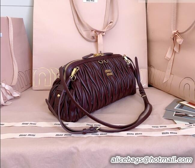 Promotional Miu Miu Caprice Matelassé Nappa Leather Clutch Shoulder Bag 5BF130 Burgundy 2026