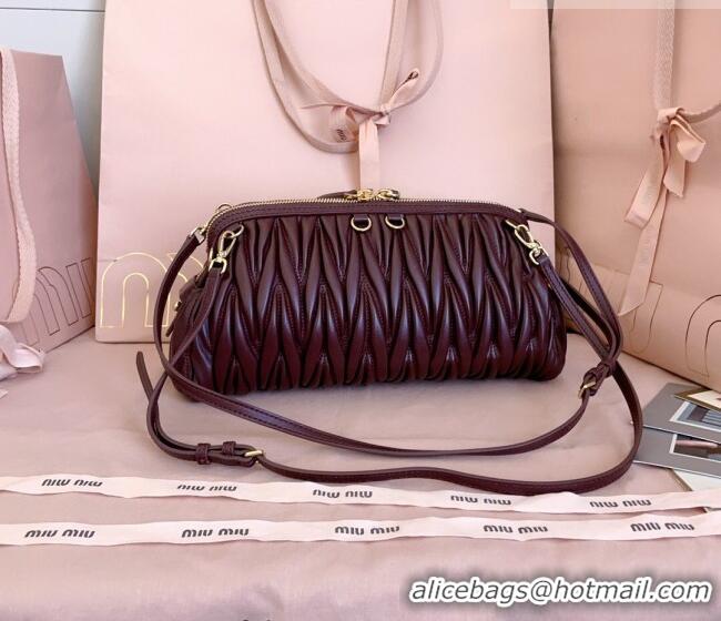 Promotional Miu Miu Caprice Matelassé Nappa Leather Clutch Shoulder Bag 5BF130 Burgundy 2026