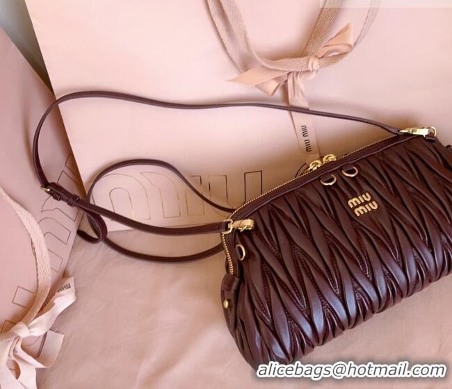 Promotional Miu Miu Caprice Matelassé Nappa Leather Clutch Shoulder Bag 5BF130 Burgundy 2026
