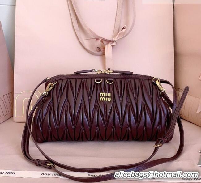 Promotional Miu Miu Caprice Matelassé Nappa Leather Clutch Shoulder Bag 5BF130 Burgundy 2026