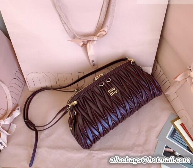 Promotional Miu Miu Caprice Matelassé Nappa Leather Clutch Shoulder Bag 5BF130 Burgundy 2026