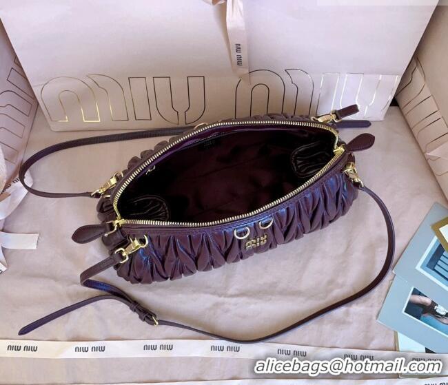 Promotional Miu Miu Caprice Matelassé Nappa Leather Clutch Shoulder Bag 5BF130 Burgundy 2026