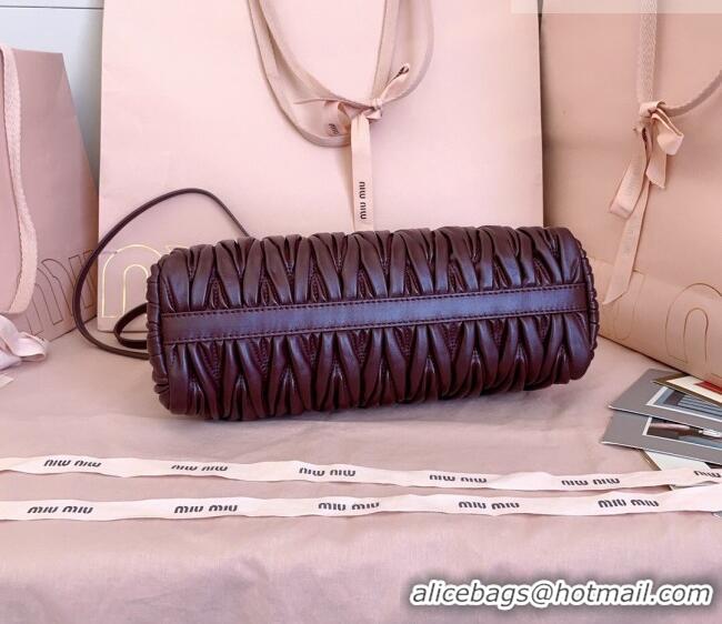 Promotional Miu Miu Caprice Matelassé Nappa Leather Clutch Shoulder Bag 5BF130 Burgundy 2026