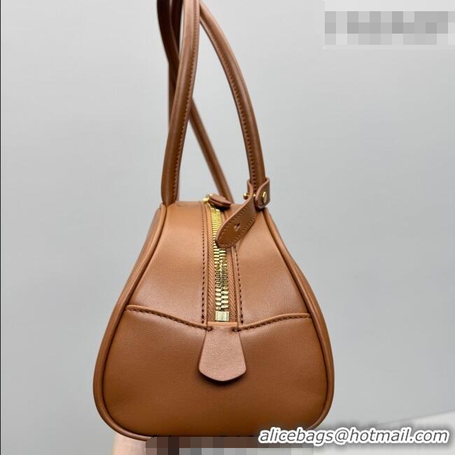 Shop Discount Miu Miu Beau Leather Bowling Bag 5BB193 Cognac Brown 2026