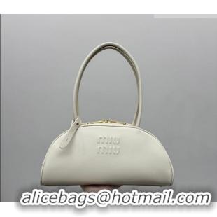Top Quality Miu Miu Beau Leather Bowling Bag 5BB193 White 2026