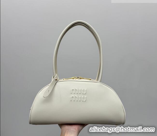 Top Quality Miu Miu Beau Leather Bowling Bag 5BB193 White 2026