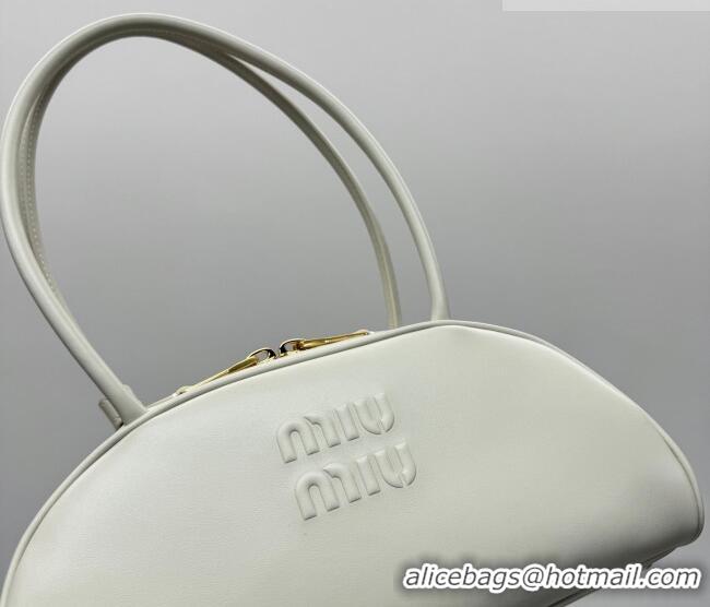 Top Quality Miu Miu Beau Leather Bowling Bag 5BB193 White 2026