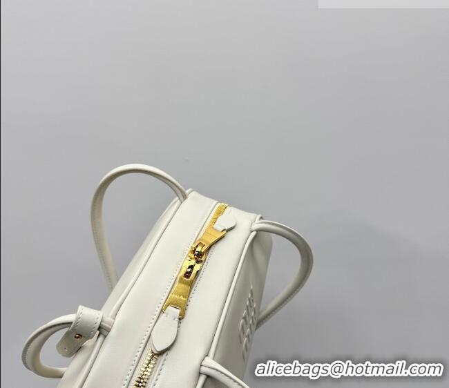 Top Quality Miu Miu Beau Leather Bowling Bag 5BB193 White 2026