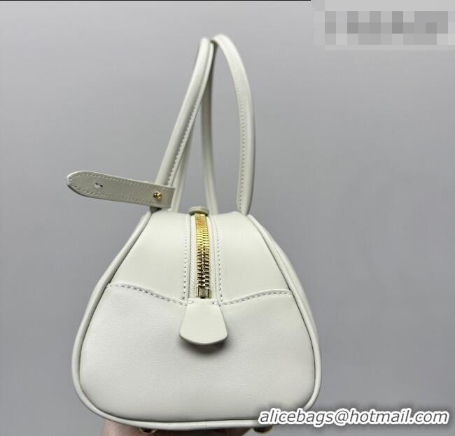 Top Quality Miu Miu Beau Leather Bowling Bag 5BB193 White 2026