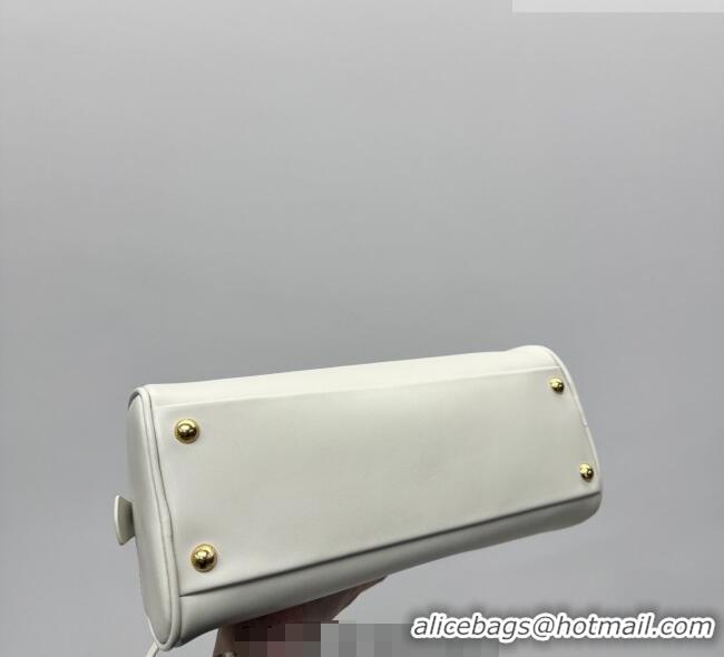 Top Quality Miu Miu Beau Leather Bowling Bag 5BB193 White 2026